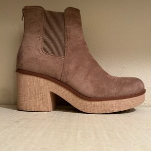 Brown suede booties